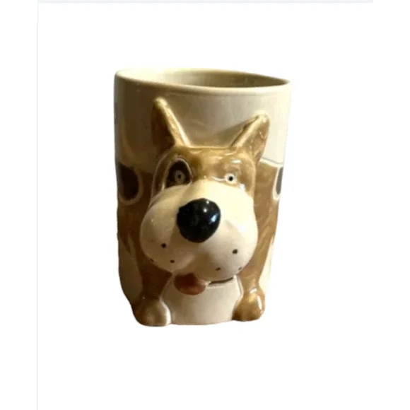 RARE Vintage 3D Pup-uccino Mug - 1970's Puppy Coffee Mug - Brown Dog Cup - Picture 3 of 10